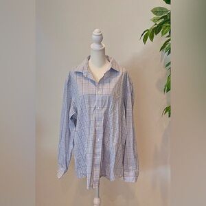 Ralph Lauren Blue and White Plaid Men's Shirt